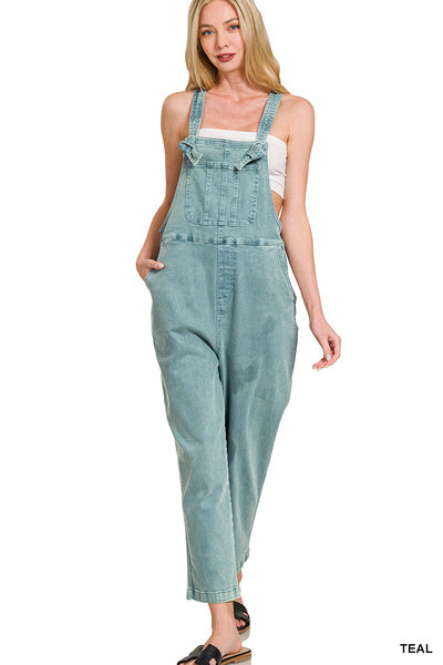Teal Knot Strap Relaxed Overalls