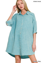 Load image into Gallery viewer, Dusty Teal Gauze Button Down Dress
