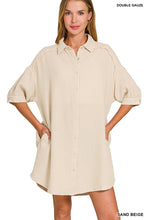 Load image into Gallery viewer, Sand Beige Gauze Button Down Dress