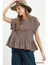 Load image into Gallery viewer, Brown Gingham Smocked Top