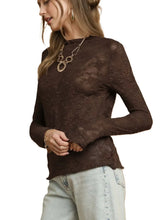 Load image into Gallery viewer, Brown Lace Sheer Top