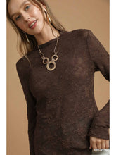 Load image into Gallery viewer, Brown Lace Sheer Top