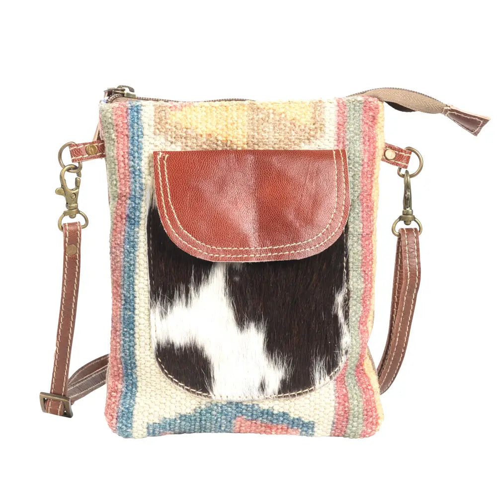 Recycled Rug Cowhide Crossbody