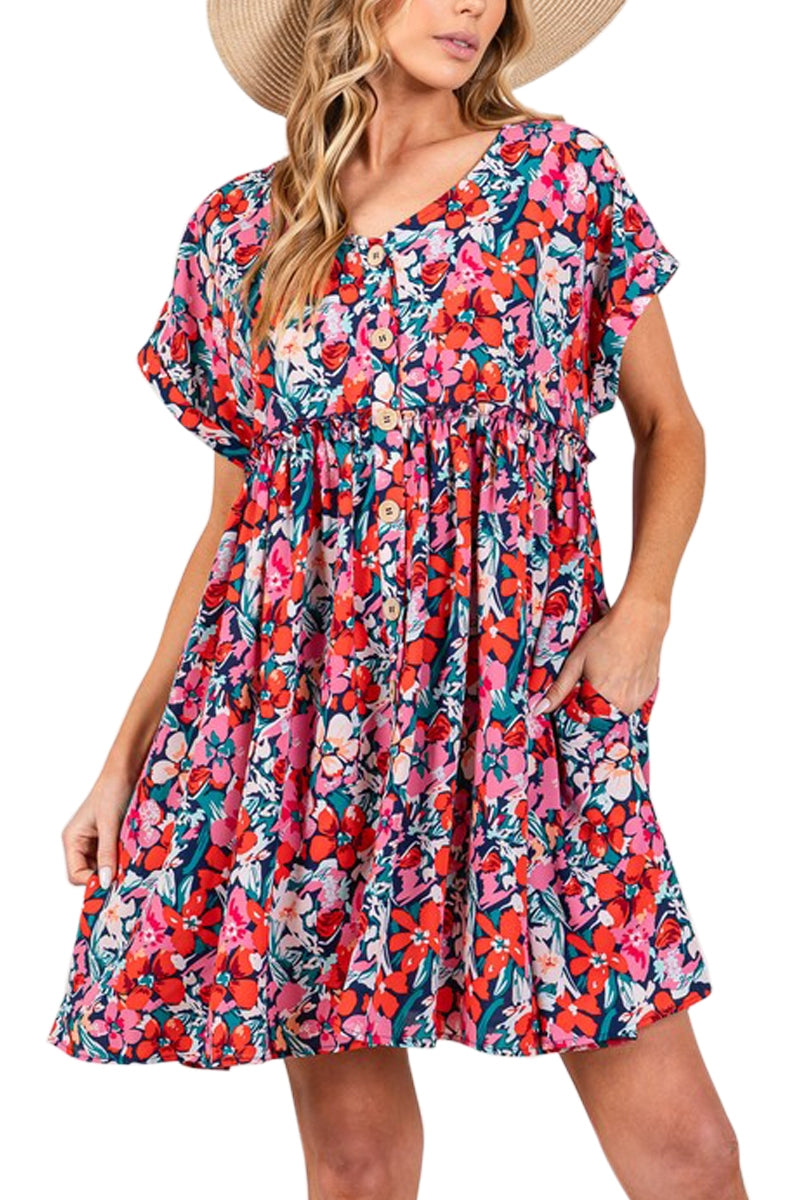 Floral Print Button Down Dress
