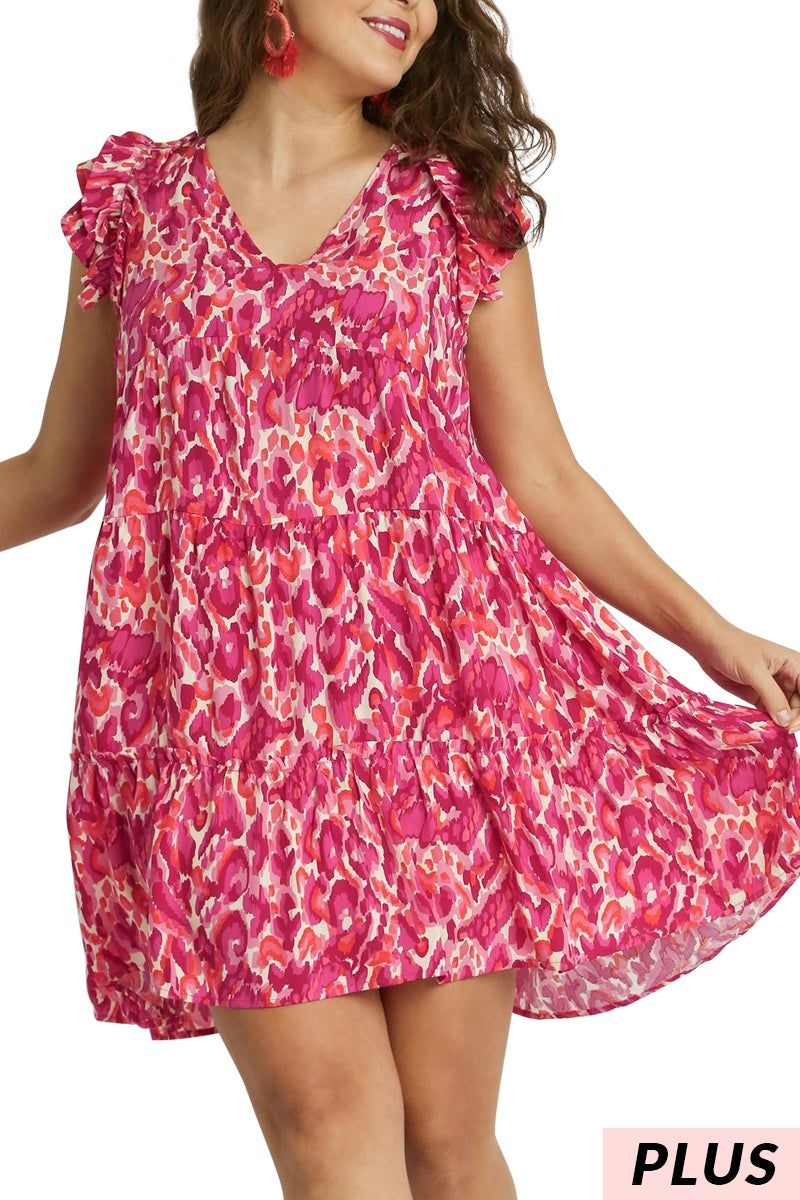 Magenta Print Aline Dress