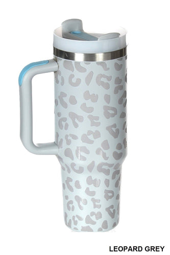 40oz Grey Leopard Tumbler