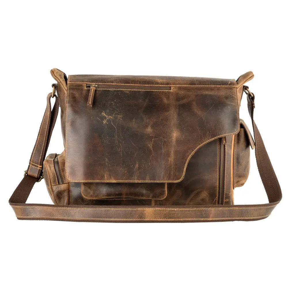 Rustic Brown Leather Messenger Bag