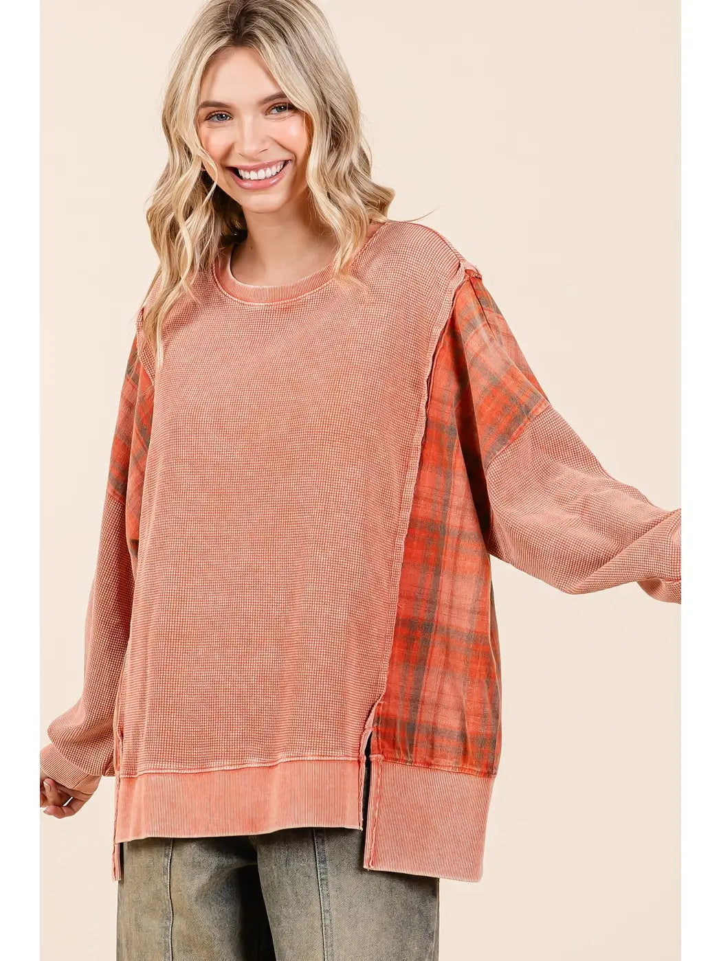 Faded Brick & Plaid Mineral Sweatshirt