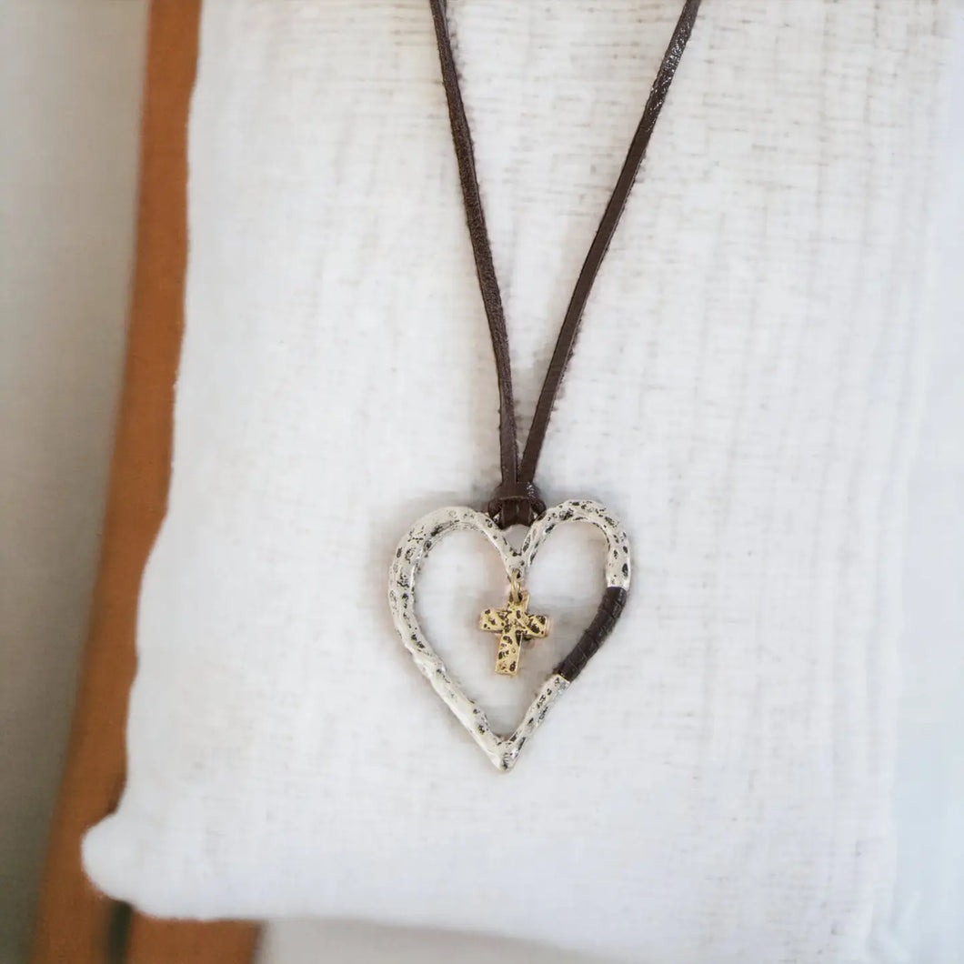 Dixie Cross Heart Pendant Necklace