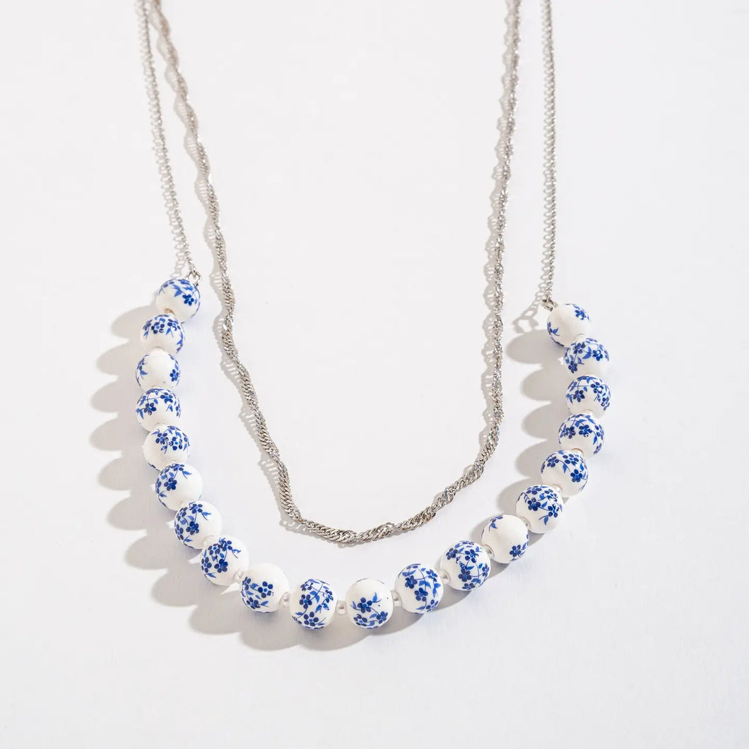 Flower Bead Layered Necklace