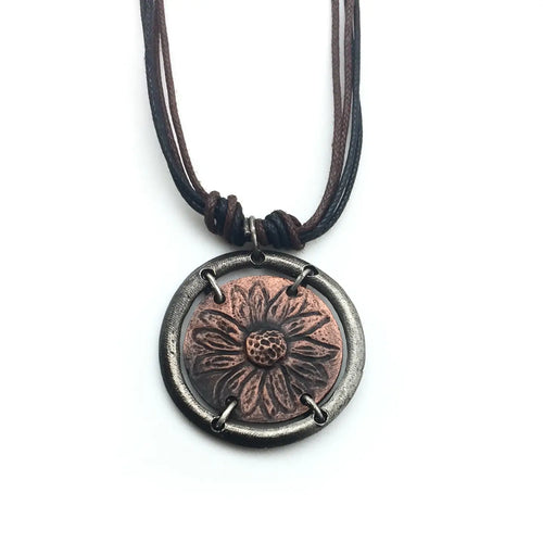 Pewter Sunflower Necklace