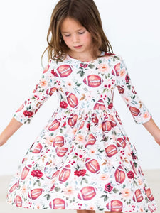 Footballs & Flowers Twirl Dress