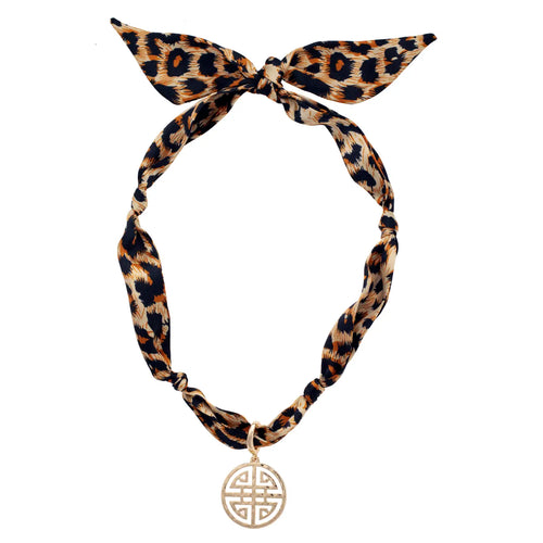 Maia Greek Leopard Scarf Necklace