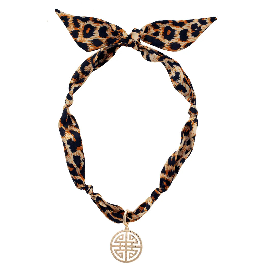 Maia Greek Leopard Scarf Necklace