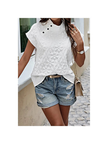 White Floral Textured Shirt