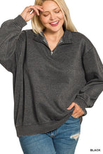 Load image into Gallery viewer, Black Acid Wash Half Zip Pullover