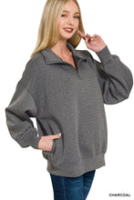 Load image into Gallery viewer, Charcoal Half Zip Pullover