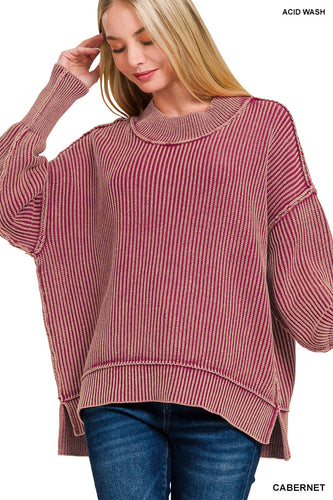 Cabernet Washed Oversized Sweater