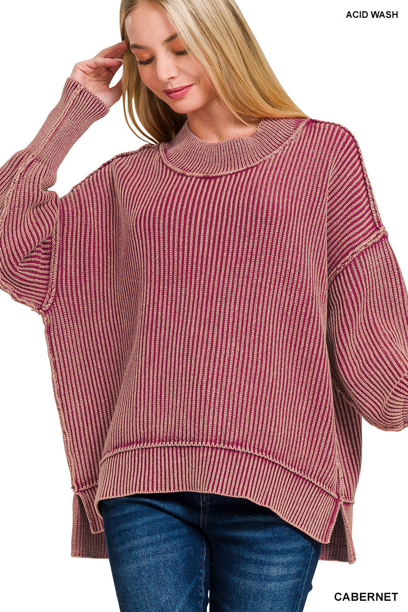 Cabernet Washed Oversized Sweater