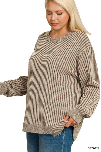 Brown Two Tone Sweater PLUS