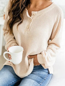 Beige Waffle Knit Top