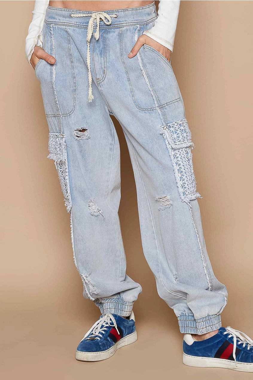 Denim Cargo Joggers