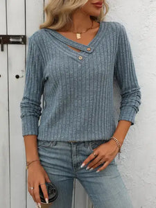 Blue Button Detail Sweater