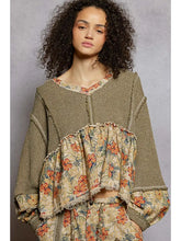 Load image into Gallery viewer, Green Patchwork Knit Sweater Top