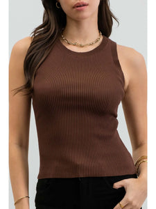 Brown Sweater Knit Tank Top