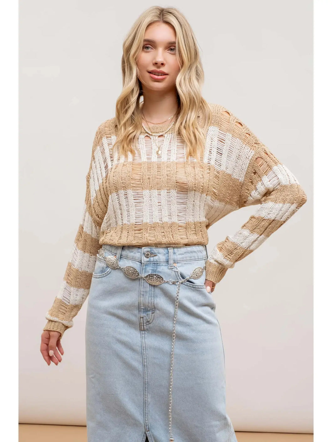 Stripe Knit Pullover Sweater