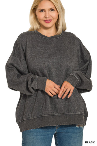 Black Acid Wash Pullover PLUS