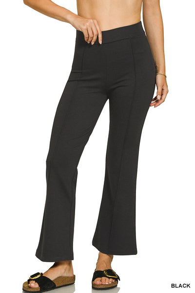 Black Elastic Waist Pintuck Pants
