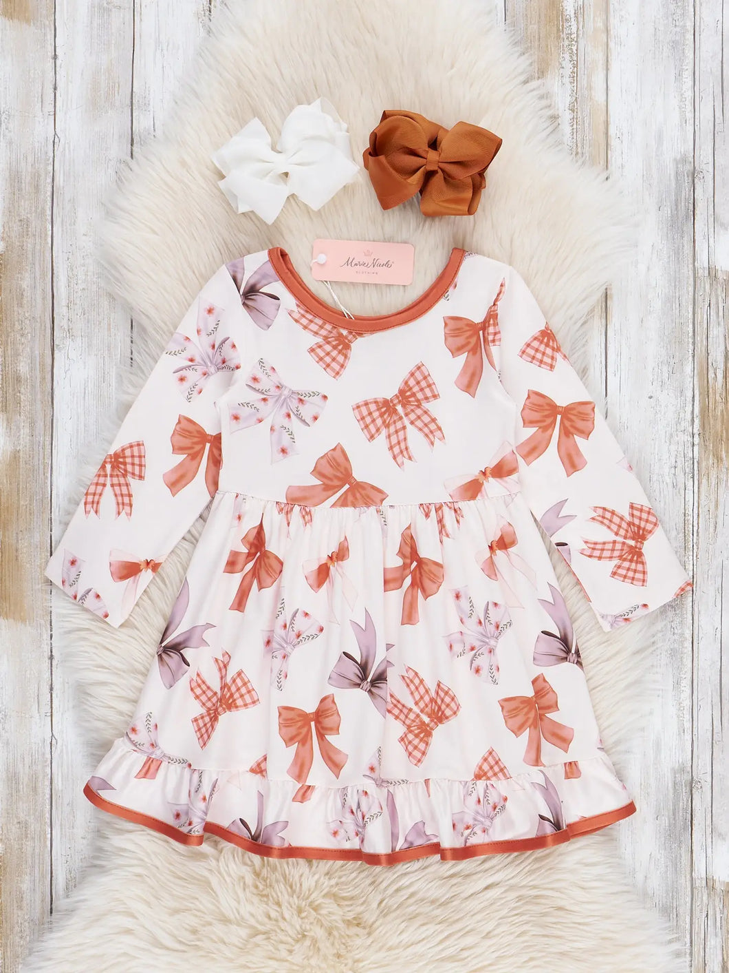 Fall Bows Ruffle Dress