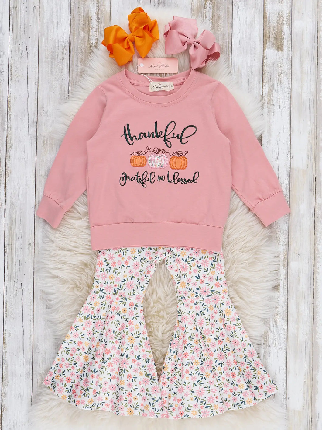 Thankful Grateful Blessed Floral Bell Set