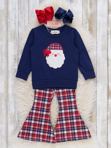 Santa Plaid Bell Set