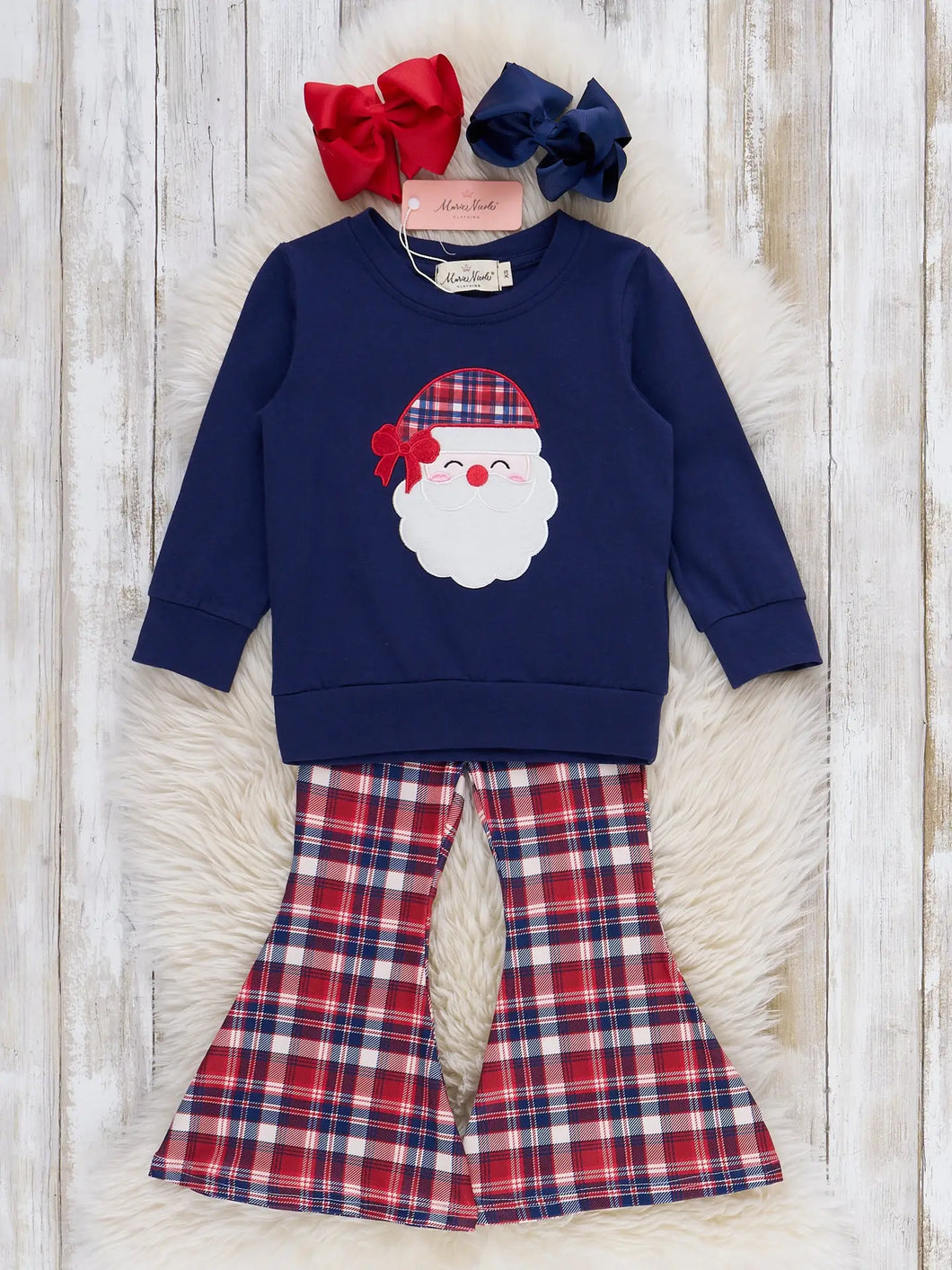 Santa Plaid Bell Set