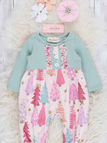 Mint & Pink Christmas Tree Romper