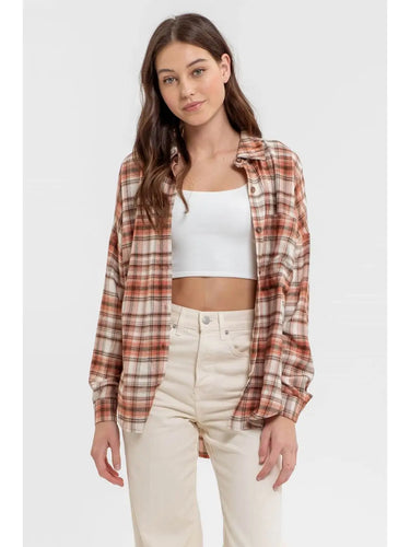 Terracotta Plaid Button Down