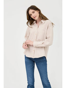 Oatmeal Rib Knit Button Down