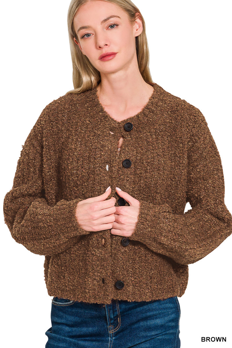 Brown Wool Cardigan Sweater