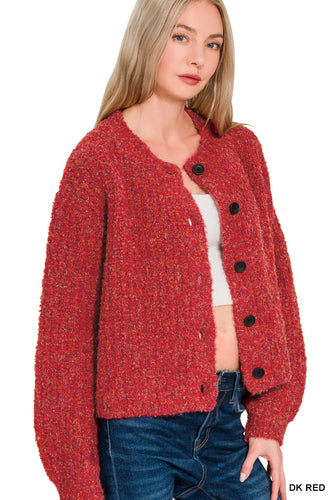 Red Wool Cardigan Sweater