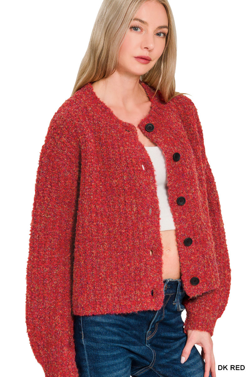 Red Wool Cardigan Sweater