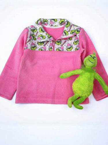 Pink Character Half Zip Fleece