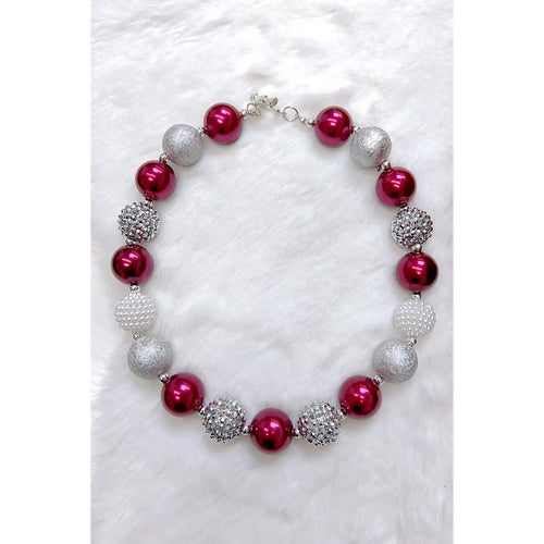 Maroon & Silver Bubblegum Necklace