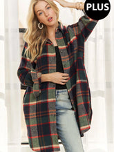 Load image into Gallery viewer, Green &amp; Navy Long Flannel Shacket