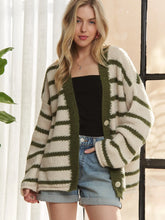 Load image into Gallery viewer, Green Stripe Cardigan