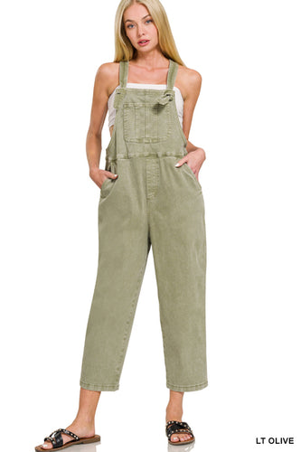 Light Olive Knot Strap Relaxed Overalls