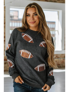 Sequin Football Corded Sweatshirt