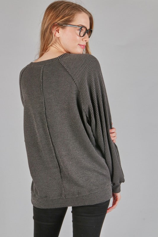 Black Corded Knit Pullover