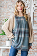 Load image into Gallery viewer, Jade Plaid Contrast Pullover